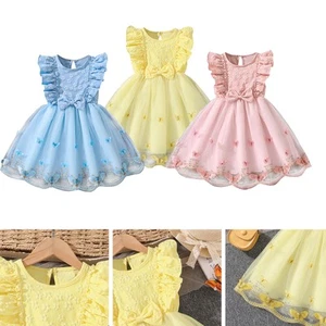 Baby Girls Sundress Summer Swing Beach Dress Infant Mesh A-line Butterfly Kids - Picture 1 of 26