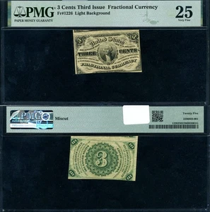 FR. 1226 3 c. 3rd Issue Fractional Note PMG VF25 - Picture 1 of 3