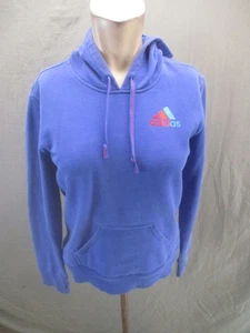 ADIDAS Size S Womens Blue Cotton Blend Fleece Lined Warm Athletic Hoodie 748 - Picture 1 of 9