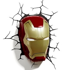 Marvel AVENGERS IRON MAN MASK 3D FX LIGHT Wall DECO Night Light + Sticker