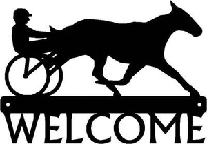 Sulky Racer Horse Welcome Sign - Made in America - Outdoor Decor - Picture 1 of 4