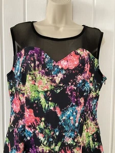 Vestido señora talla 18 So Fabulous negro red yugo cuerpo multicolor usado GC - Imagen 1 de 4