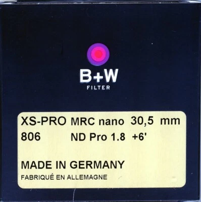 B+W 30.5mm XS-Pro MRC-Nano 806 Solid Neutral Density 1.8 Filter (6-Stop) 1089214 - Image 1 of 4