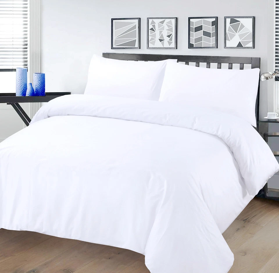 THE HOUSE OF EMILY Emperor Duvet Cover Set 100% Cotton White 400 Thread Count Percale 290 x 235 cm