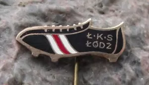 Antique LKS Lodz Poland Polish Soccer Football Boot Shaped Club Pin Badge - Picture 1 of 2
