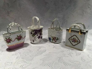 Vintage Royal Danube/Lefton/Nantucket Porcelain Handled 4 Baskets Gold Trim - Picture 1 of 12