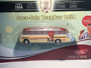 4" Coca-Cola Setra Tedesco Teambus Coppa del Mondo FIFA 1954 senza marchio 1/87 Mint Card - Foto 1 di 3