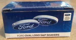 Ford Oval Logo Salt and Pepper Shakers 3-54W Ceramic Collectible NIB  - Picture 1 of 3