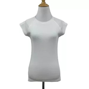 Zara T Shirt Womens M Medium White Faded Cotton Slim Fit Round Neck Short Sleeve - Picture 1 of 17