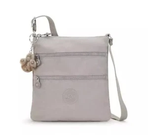 Kipling Keiko Travel Shoulder Crossbody Bag In Nylon Gray 8 x 9 x 1.25" New - Picture 1 of 6