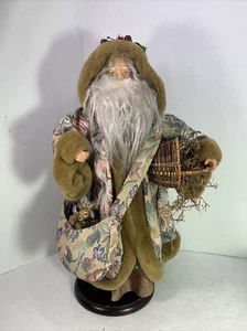 Vintage Babbo Natale Floreale Cottage Core Granny Boho Rustico 17” Tessuto Natura Rosa St.Nick - Foto 1 di 15