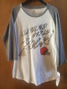 NWT Size Medium 7/9 Juniors NFL Cleveland Girls Rock Browns Football white shirt - Picture 1 of 3