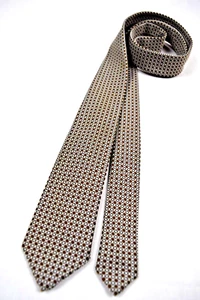 Neck Tie VTG Superba 60s Brown Dots Dashes Foulard Ivory Poly Tie 53" x 2.25" - Picture 1 of 6