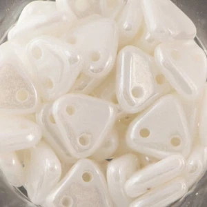 6mm Luster Opaque White CzechMates Triangle 2 Hole Glass Beads (50) - Picture 1 of 1