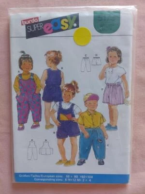 Burda 5173 Infant/Toddler Super Easy Romper, Pants & Shorts Pattern Size 6M - 4 - Image 1 of 2