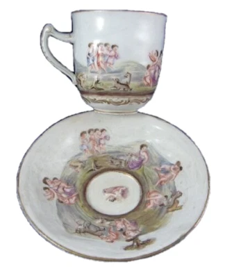 Antique 19thC Doccia Porcelain Capodimonte Cup & Saucer Porzellan Tasse Ginori - Image 1 of 4