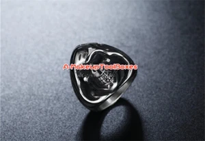 Men's Gothic Stainless Steel Goth Death Skull Grim Reaper Finger Ring 7-12# J374 - Picture 1 of 3