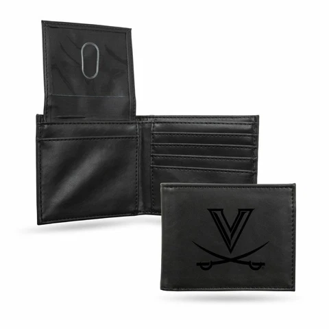 Virginia Cavaliers Laser Engraved Black Billfold Wallet Cover