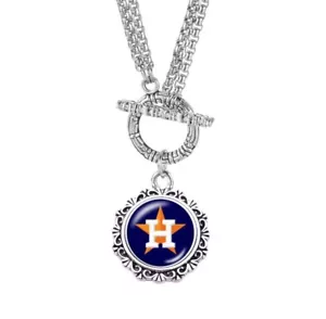 New Baseball Astros Charm Toggle Necklace Stainless Steel - Picture 1 of 2