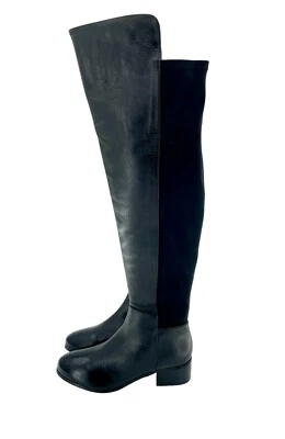 Botas Catherine Malandrino Cuero Negro Sobre la Rodilla Talla 6.5 Nuevas $240 SH21 Foto 1 de 4