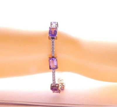 Pulsera Amatista y Diamante 9 Quilates Oro Hermosa Calidad Foto 1 de 4