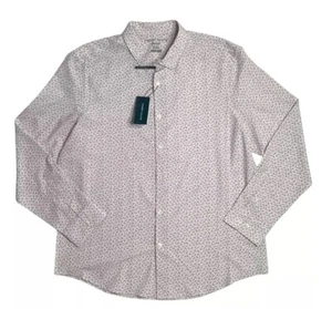 Perry Ellis Mens All Over Dot Print Button Down Shirt Beige XL - Picture 1 of 5
