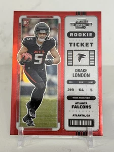 Boleto de novato Drake London 2022 Contenders Optic rojo/175 - Imagen 1 de 2