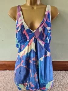 Diane Von Furstenberg Silk 2-Layer Blue Pink Blouse - Picture 1 of 5