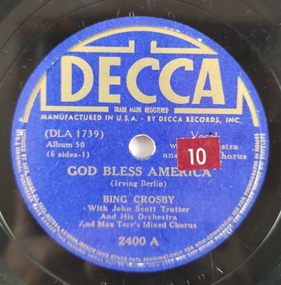 Bing Crosby – God Bless America / The Star Spangled Banner 1939 Decca 78RPM - Image 1 of 4
