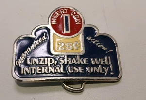 Vintage Insert Coin Unzip 5 Cent Gürtelschnalle 70er Jahre - Bild 1 von 3