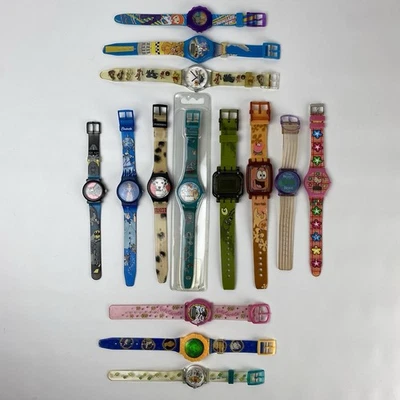 Винтажные пластиковые часы Disney DC Comics SpongeBob Hello Kitty лот из 14 мультфильмов - Изображение 1 из 4