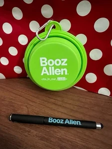 New Booz Allen Swag Logo Lot Green Collapsible Dog Bowl Clip & Pen Employee Item - Picture 1 of 18