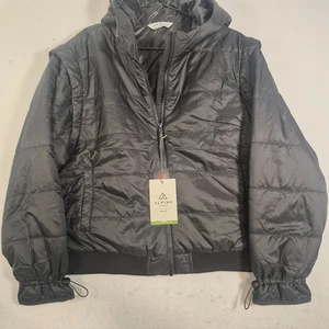 Chaqueta Convertible Diseño Alpino Para Mujer 2XL Forrada Negra Con Capucha Invierno Cremallera Completa - Imagen 1 de 9