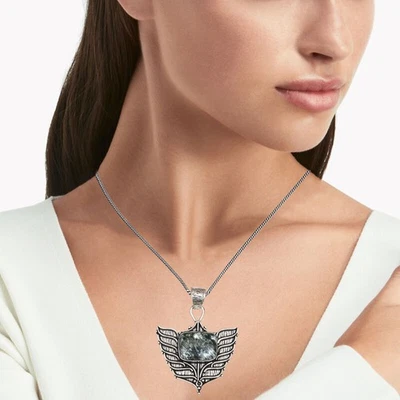 Collar Regalo Serafinita Piedras Preciosas Joyería Hecho a Mano 18" Natural Foto 1 de 4