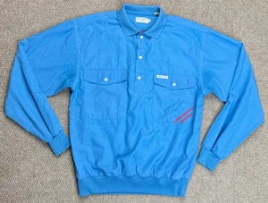 Pierre Cardin Diffusion Men 1/4 Button Up Blue Long Sleeve Pullover Shirt Size S - Picture 1 of 8
