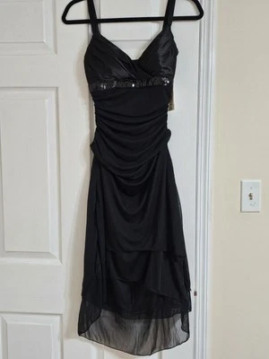 Ruby Rox Formal Party Midi Dress Ruffled Sequins Black Assimetrical Fairy  Small - Image 1 of 4