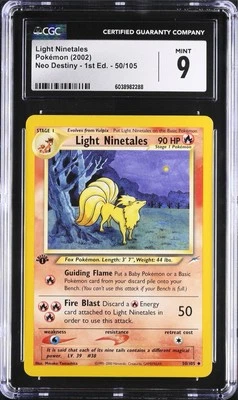 CGC 9 MINT Light Ninetales 50/105 Neo Destiny 1st Edition WOTC 2002 Pokemon - Image 1 of 2