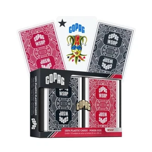 Copag WSOP Jumbo Index Double Plastic Playing Cards Poker Size Black And Red NE - Picture 1 of 7
