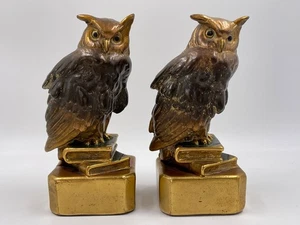 De Colección Marion Mfg Búho Sabio Sujetalibros Revestidos de Bronce MCM Libro Escultura 8" de Alto - Imagen 1 de 6