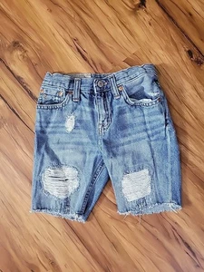 Polo Ralph Lauren Boys Distressed Raw Hem Denim Shorts Adj Waist Size 6 - Picture 1 of 4