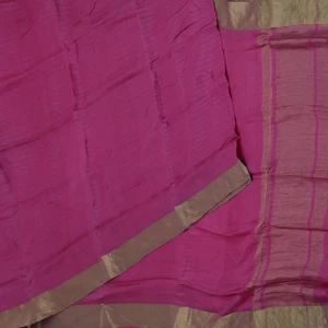 Saris Vintage Rosa De Seda Pura Zari Tejido A Mano Con Rayas Tela Festiva - Imagen 1 de 7