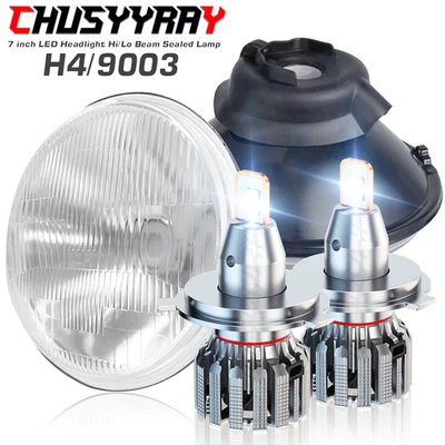 Par de faros LED redondos de 7 pulgadas DOT carcasa de vidrio para Dodge Dart 64-1976 D100 Foto 1 de 4