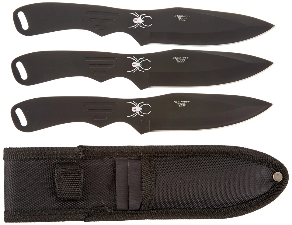 Point RC 1793b Throwing Knife Set W Three Knives Black Blades Steel Hand