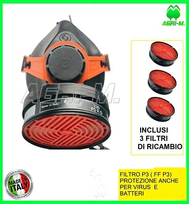 Maschera protettiva con filtro P 3 R DPI per amianto anti polveri legno vernice - Immagine 1 di 4