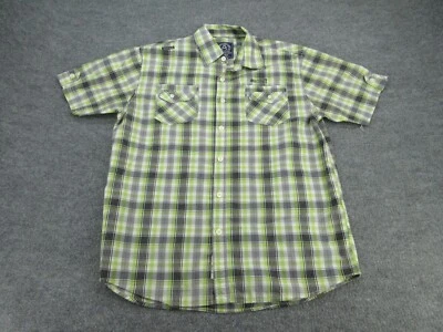 Camisa Akademiks Para Hombre XL Verde A Cuadros Manga Corta Botón Calle Bolsillos Adulto XL Foto 1 de 4