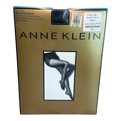 Pantimedias NOS ANNE KLEIN Control Top Signature sedosas transparentes negras azul marino talla A 923 Foto 1 de 3
