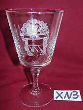 BLEIKRISTALL LEADED CRYSTAL STEM GLASS ETCHED ENGRAVED COAT OF ARMS BOSTIC 