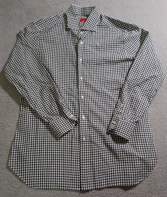 Camisa Isaia Napoli Hombre Azul Verde Cuadros Guinga Abotonada Manga Larga/Talla XL Foto 1 de 4