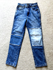 Arizona Jean Co. Patchwork Highest Rise Slim Straight Jeans Sz 3 Juniors EUC