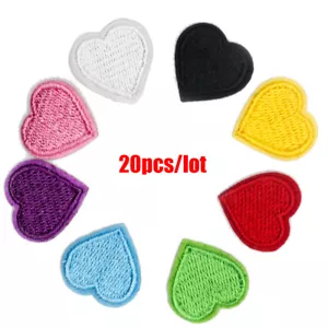 20X Colorful Love Heart Patches Iron Sew On Clothes Bag Embroidered Badge Patch - Picture 1 of 18